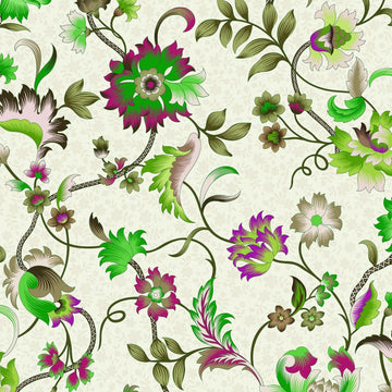 Marburg Heritage 47648 green and pink chinoiserie floral wallpaper on a soft neutral background