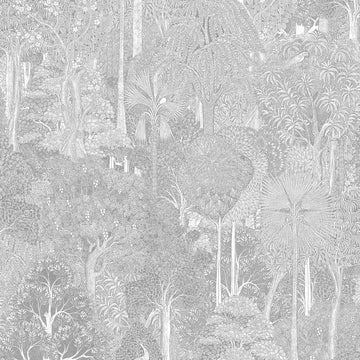 Marburg Heritage 47653 grey scenic forest wallpaper with intricate trees and foliage