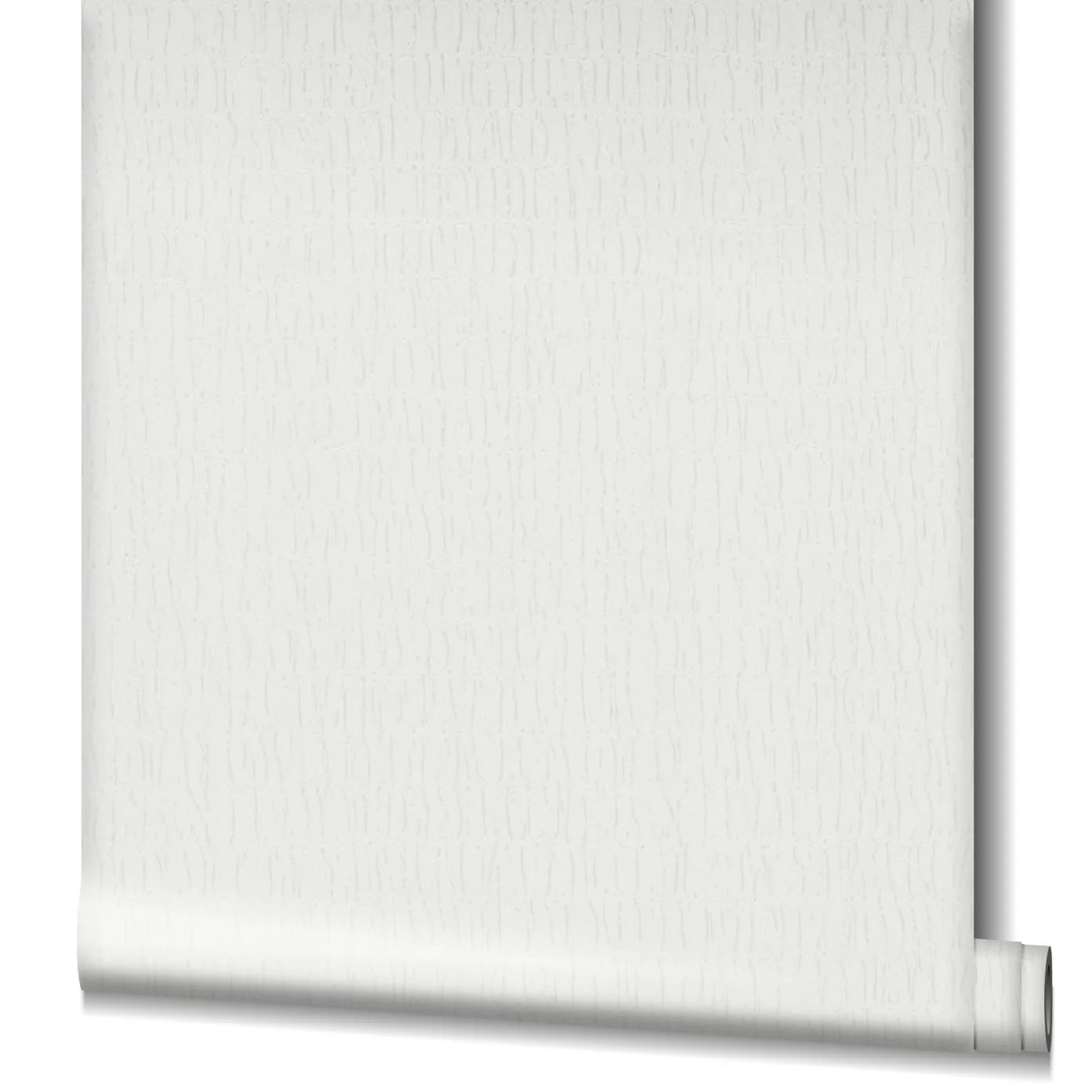 Marburg Kumano 34501 Partially unrolled white wallpaper roll showing a subtle wavy vertical line texture.