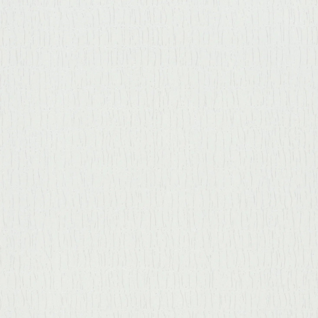 Marburg Kumano 34501 Textured white wallpaper with irregular vertical lines behind a shaggy armchair, a woven rattan pendant light, and a low wood bench with decor.