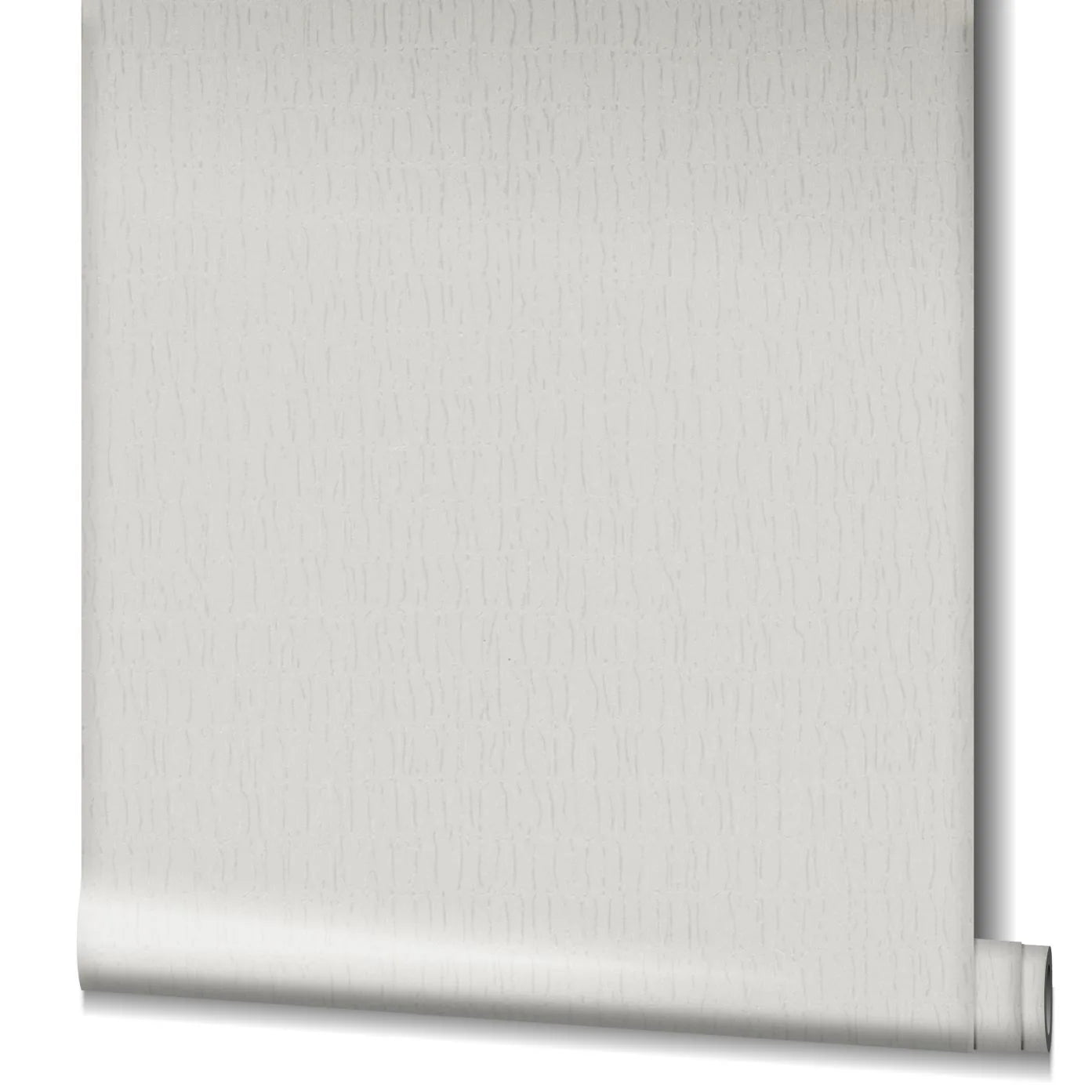 Marburg Kumano 34503 Partially unrolled light gray wallpaper roll showing a subtle vertical wavy line pattern on a plain background.
