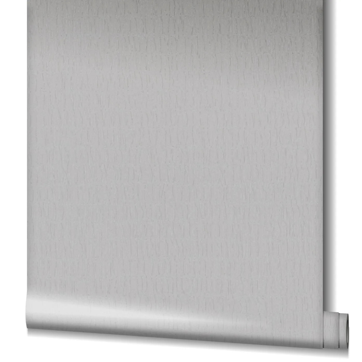 Marburg Kumano 34504 Partially unrolled gray wallpaper roll showing a subtle tone-on-tone vertical wavy texture against a plain background.