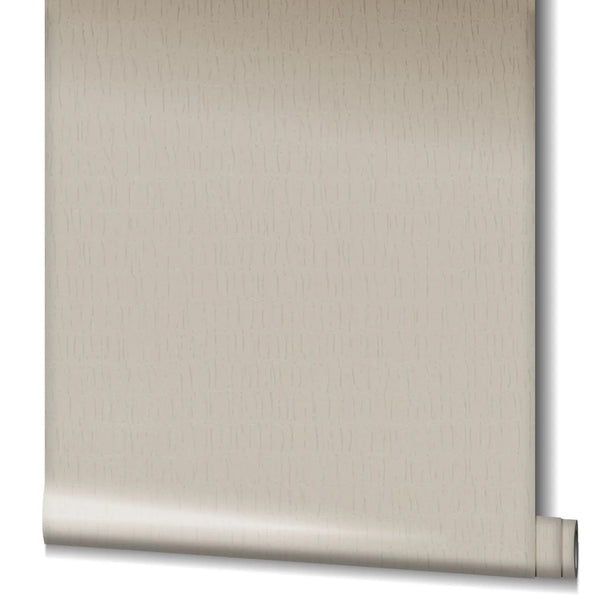 Marburg Kumano 34505 Partially unrolled roll of beige wallpaper showing a subtle vertical line texture against a plain background.