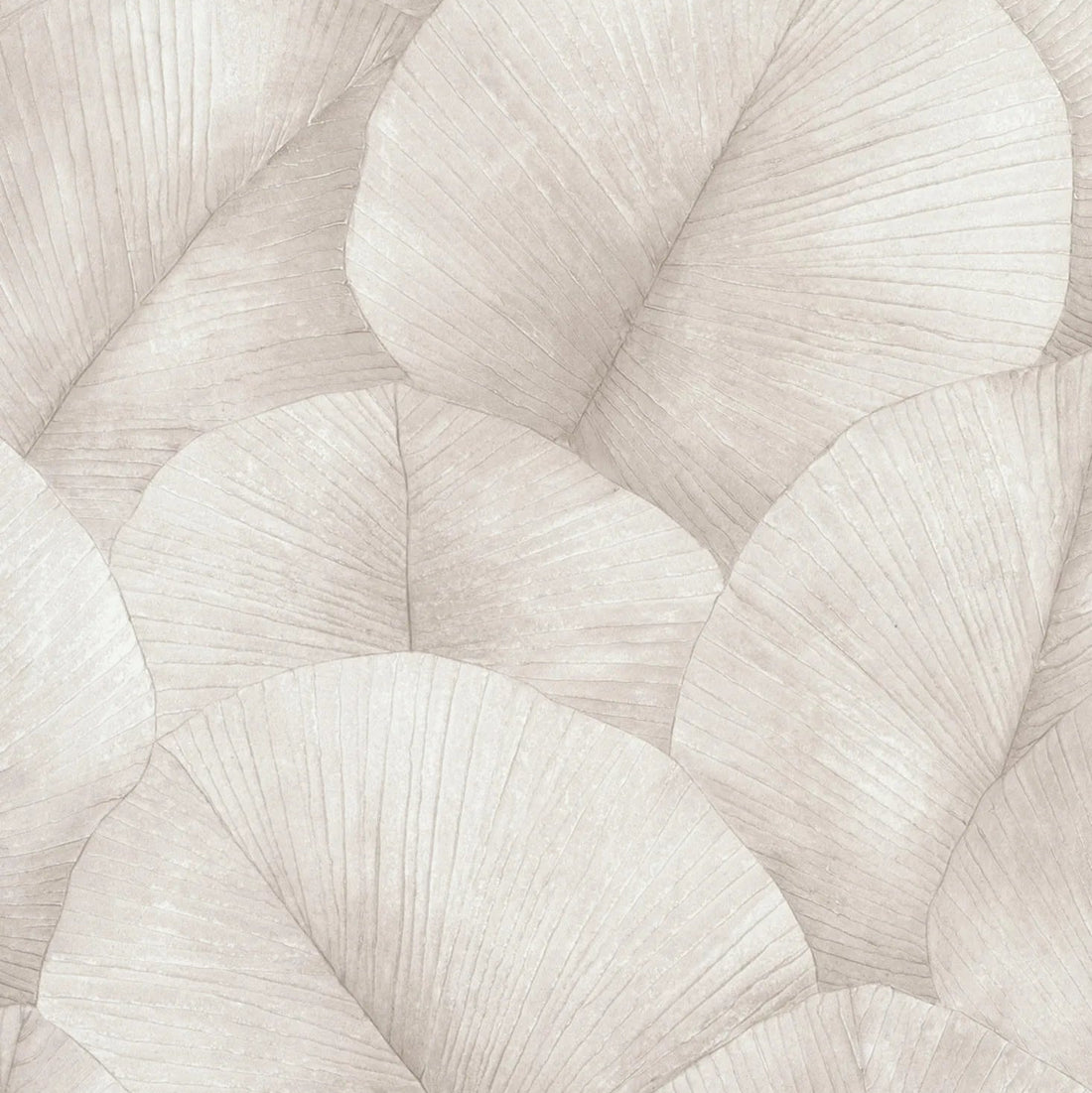 Marburg Kumano 34511 wallpaper with large overlapping leafy motif in warm taupe.