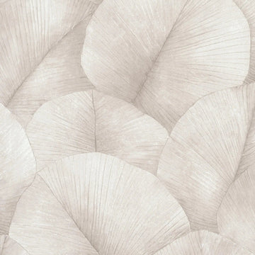 Marburg Kumano 34511 wallpaper with large overlapping leafy motif in warm taupe.