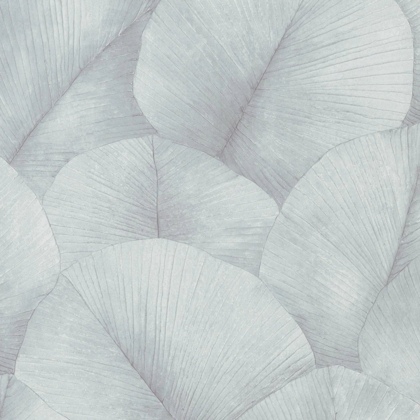 Marburg Kumano 34512 wallpaper with oversized layered leaves in cool light grey.