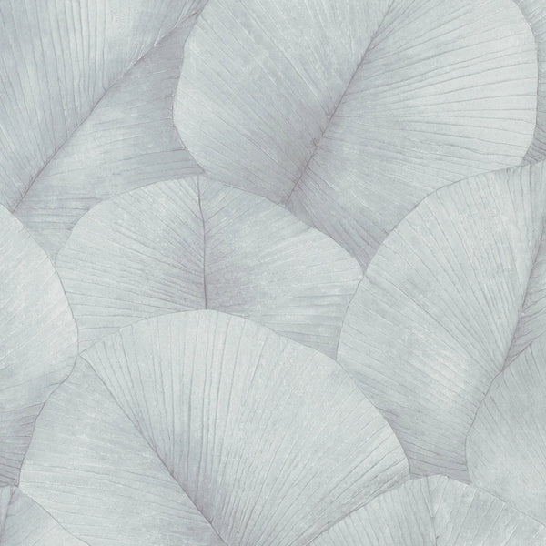 Marburg Kumano 34512 wallpaper with oversized layered leaves in cool light grey.
