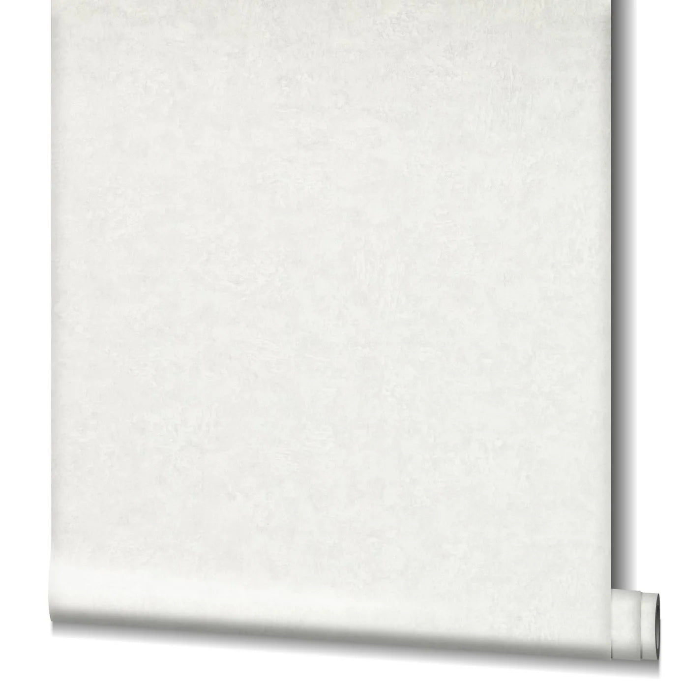 Marburg Kumano 34517 Partially unrolled white wallpaper roll showing a soft mottled texture, isolated on a white background.