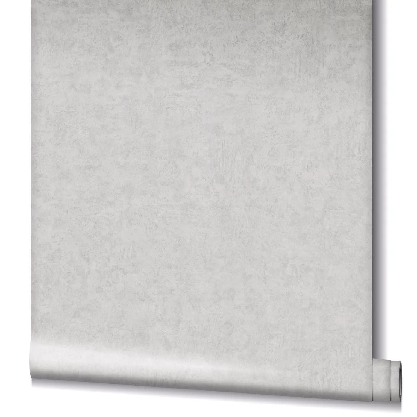 Marburg Kumano 34518 Partially unrolled light gray textured wallpaper roll with a subtle mottled finish on a plain background.