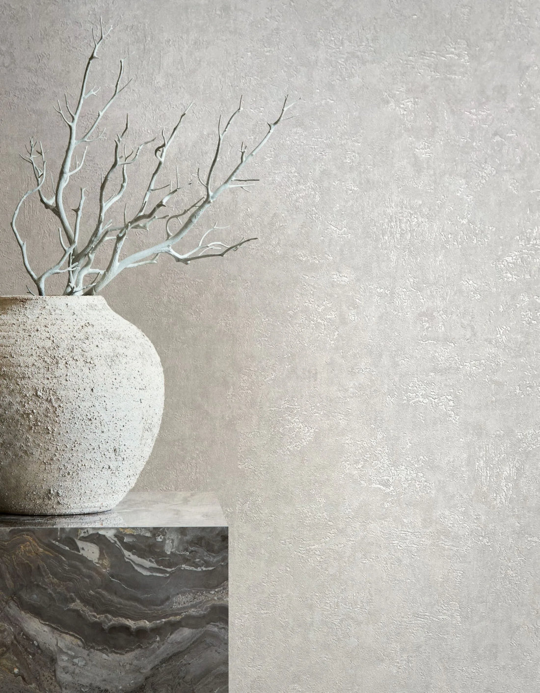 Marburg Kumano 34518 light grey plaster-effect textured wallpaper