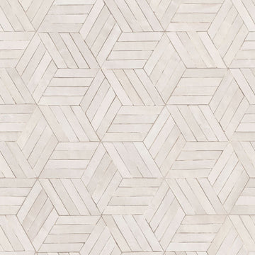 Marburg Leyla 81699 geometric wood-look wallpaper in soft white and beige