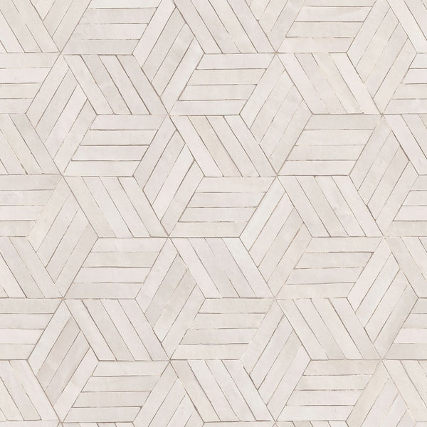 Marburg Leyla 81699 geometric wood-look wallpaper in soft white and beige