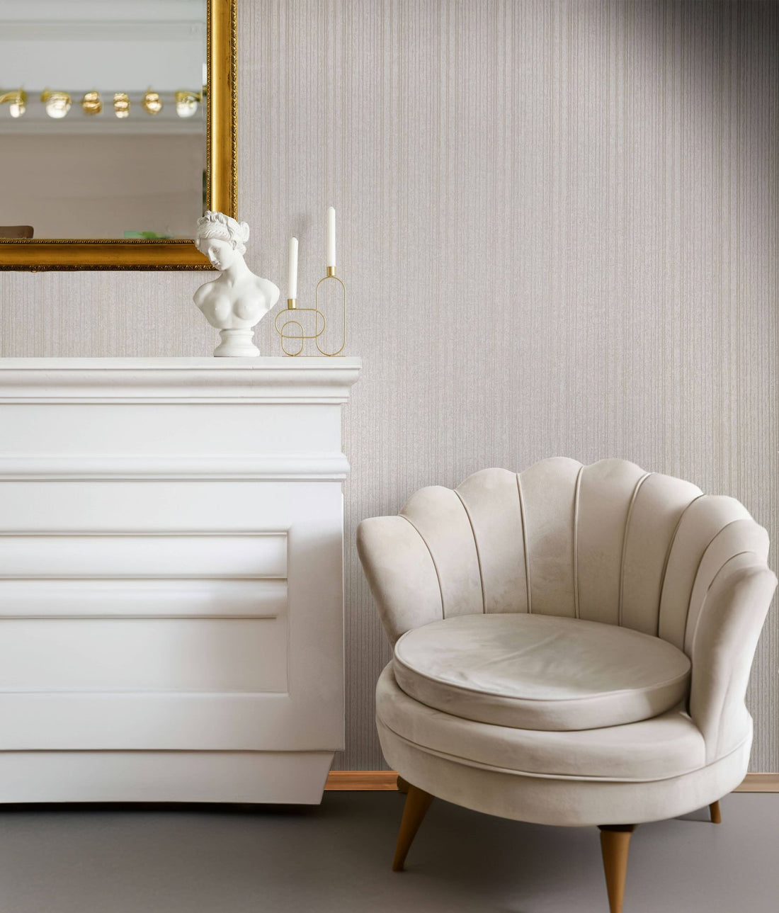 Marburg Leyla 82446 soft white and beige vertical stripe wallpaper