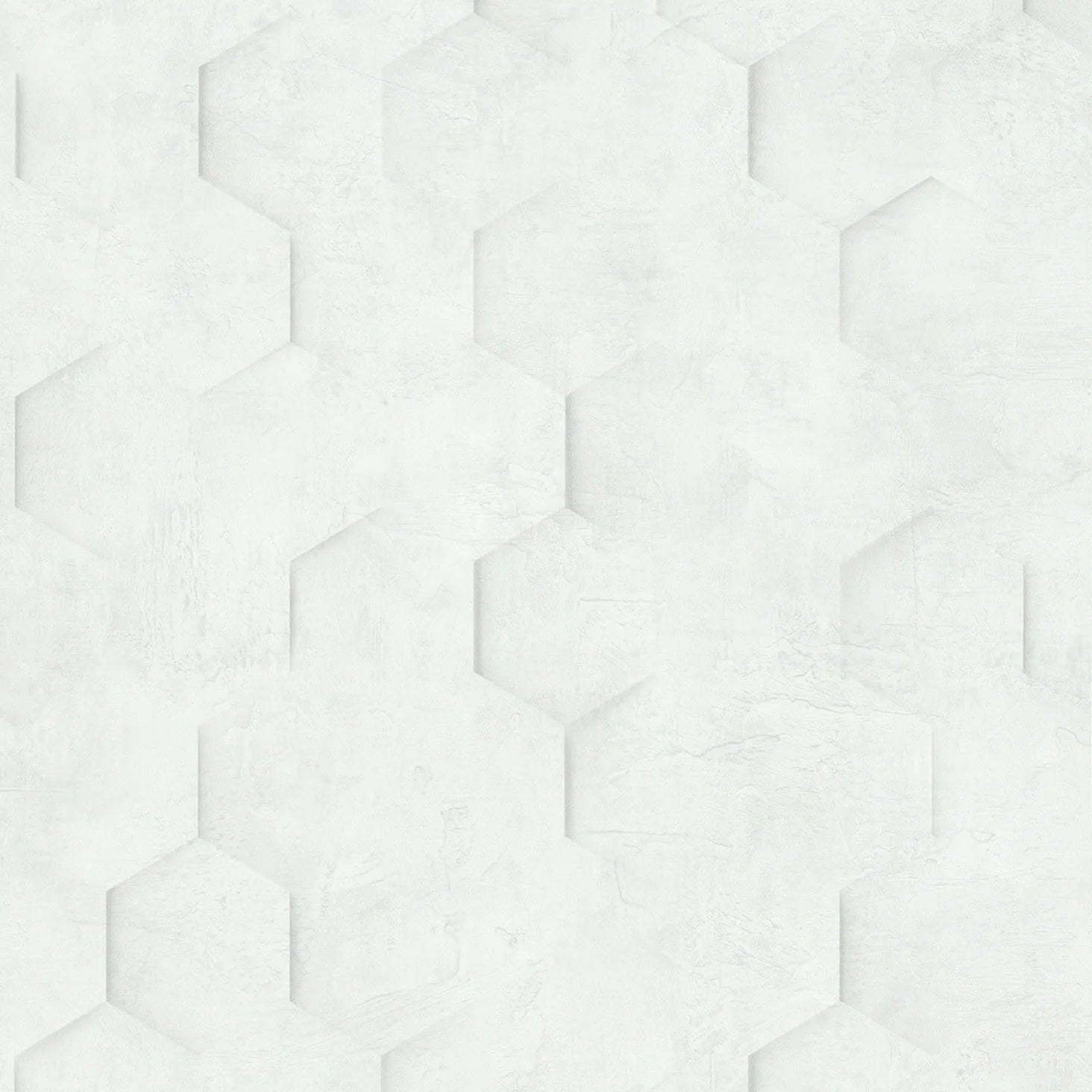 Marburg Loft Superior 34157 white hexagon geometric plaster-look wallpaper