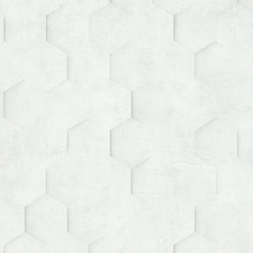 Marburg Loft Superior 34157 white hexagon geometric plaster-look wallpaper