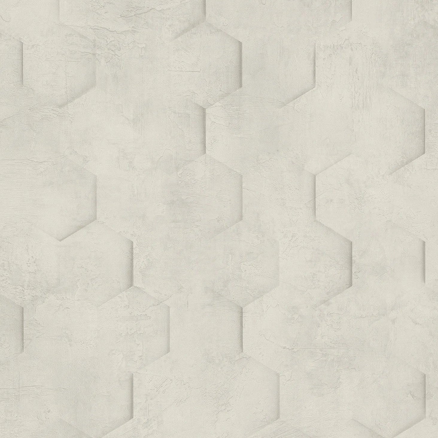 Marburg Loft Superior 34158 light cool beige hexagon geometric plaster-like wallpaper