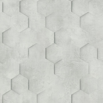Marburg Loft Superior 34159 light grey hexagon geometric plaster-effect wallpaper