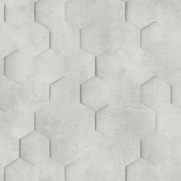 Marburg Loft Superior 34159 light grey hexagon geometric plaster-effect wallpaper