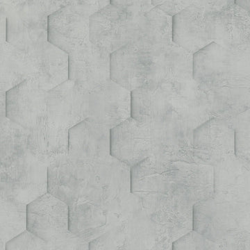 Marburg Loft Superior 34160 light grey hexagon geometric plaster-effect wallpaper