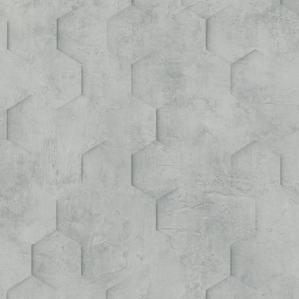 Marburg Loft Superior 34160 light grey hexagon geometric plaster-effect wallpaper