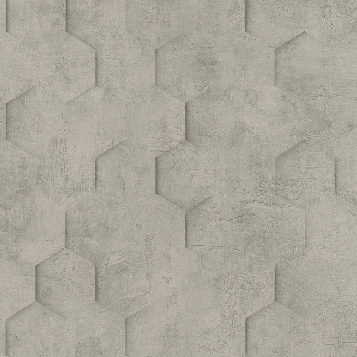 Marburg Loft Superior 34162 taupe hexagon plaster-look geometric wallpaper