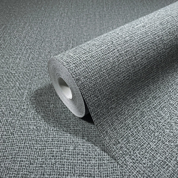 Marburg Loft Superior 34181 Wallpaper roll partially unrolled on a matching surface, showing a fine textured crosshatch pattern in gray.