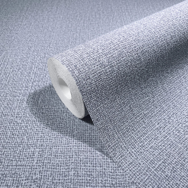 Marburg Loft Superior 34182 Wallpaper roll partially unrolled on a matching surface, showing a small-scale woven crosshatch texture in light grey.