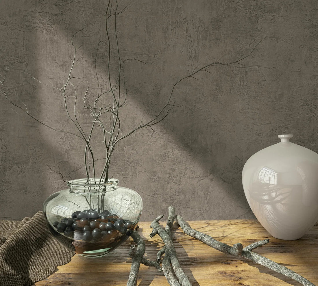 Marburg Loft Superior 34188 cool taupe plaster-look textured wallpaper