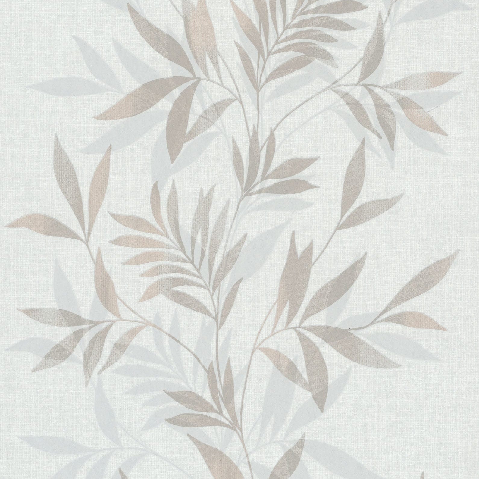 Marburg Mona 82459 beige and white leafy botanical wallpaper with a subtle linen-like ground