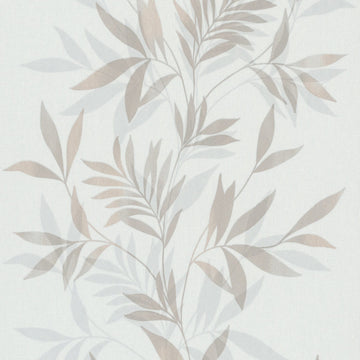 Marburg Mona 82459 beige and white leafy botanical wallpaper with a subtle linen-like ground