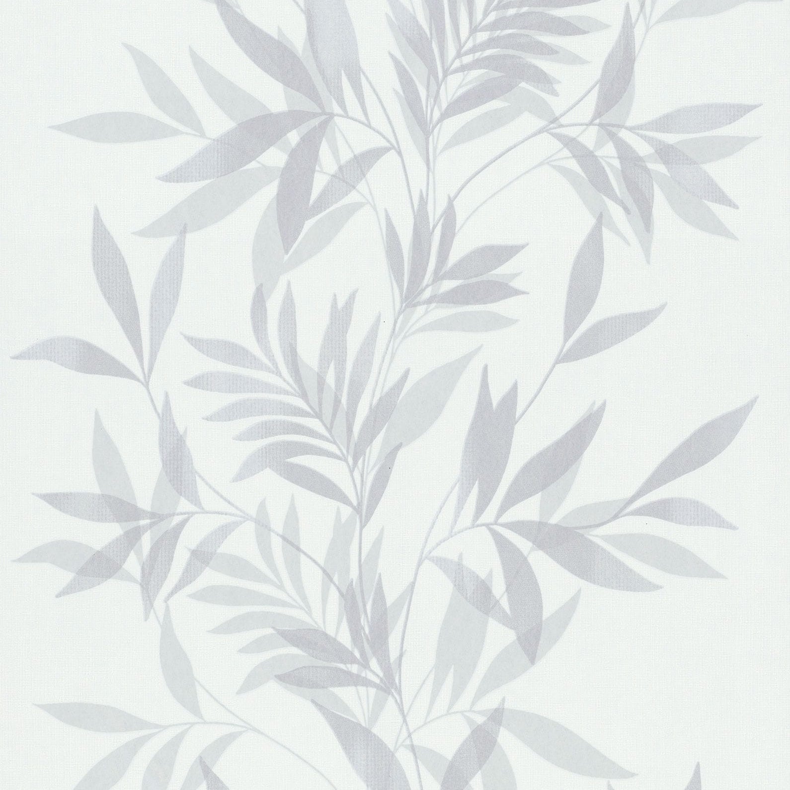 Marburg Mona 82460 grey leaf wallpaper on a soft white non-woven ground
