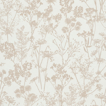Marburg Mona 82463 wallpaper with soft beige botanical silhouettes on a soft white ground.