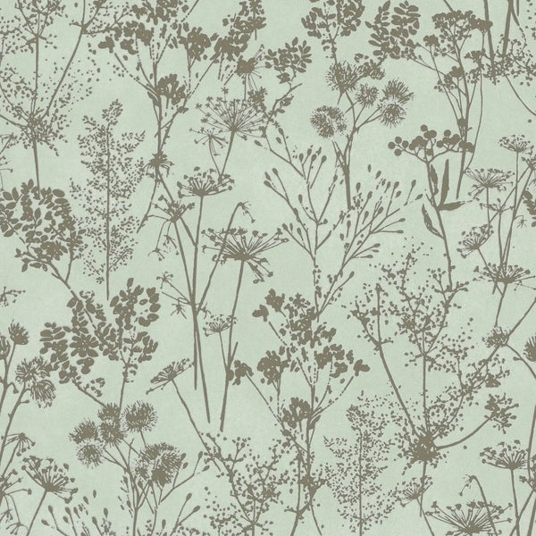Marburg Mona 82465 botanical wallpaper with leafy silhouettes on a light grey-green greige ground