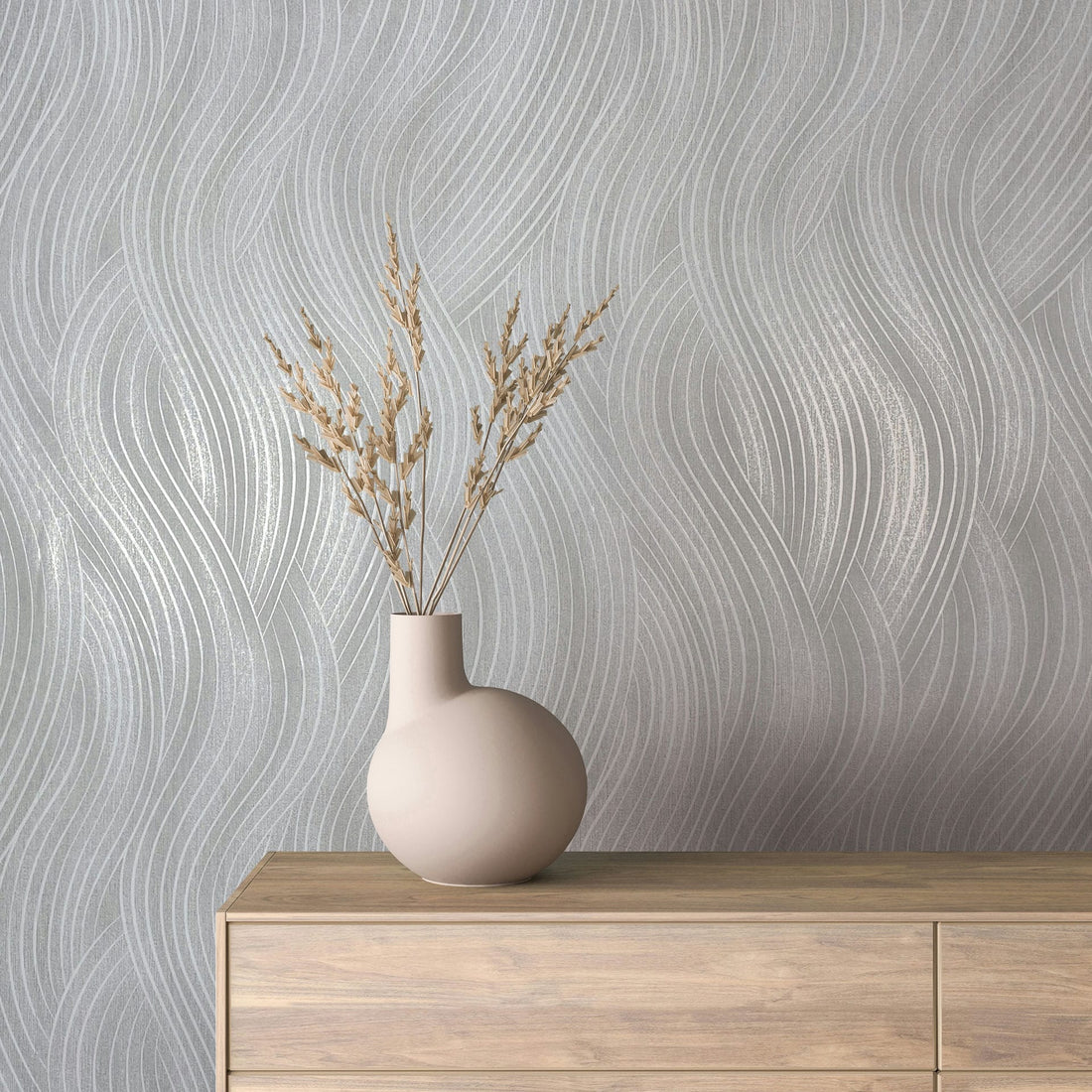Marburg Mona 82474 light grey and white abstract wave wallpaper