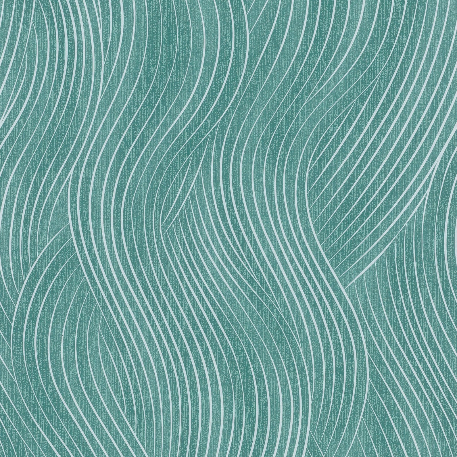 Marburg Mona 82478 wallpaper with teal-blue wavy geometric lines and subtle silver accents