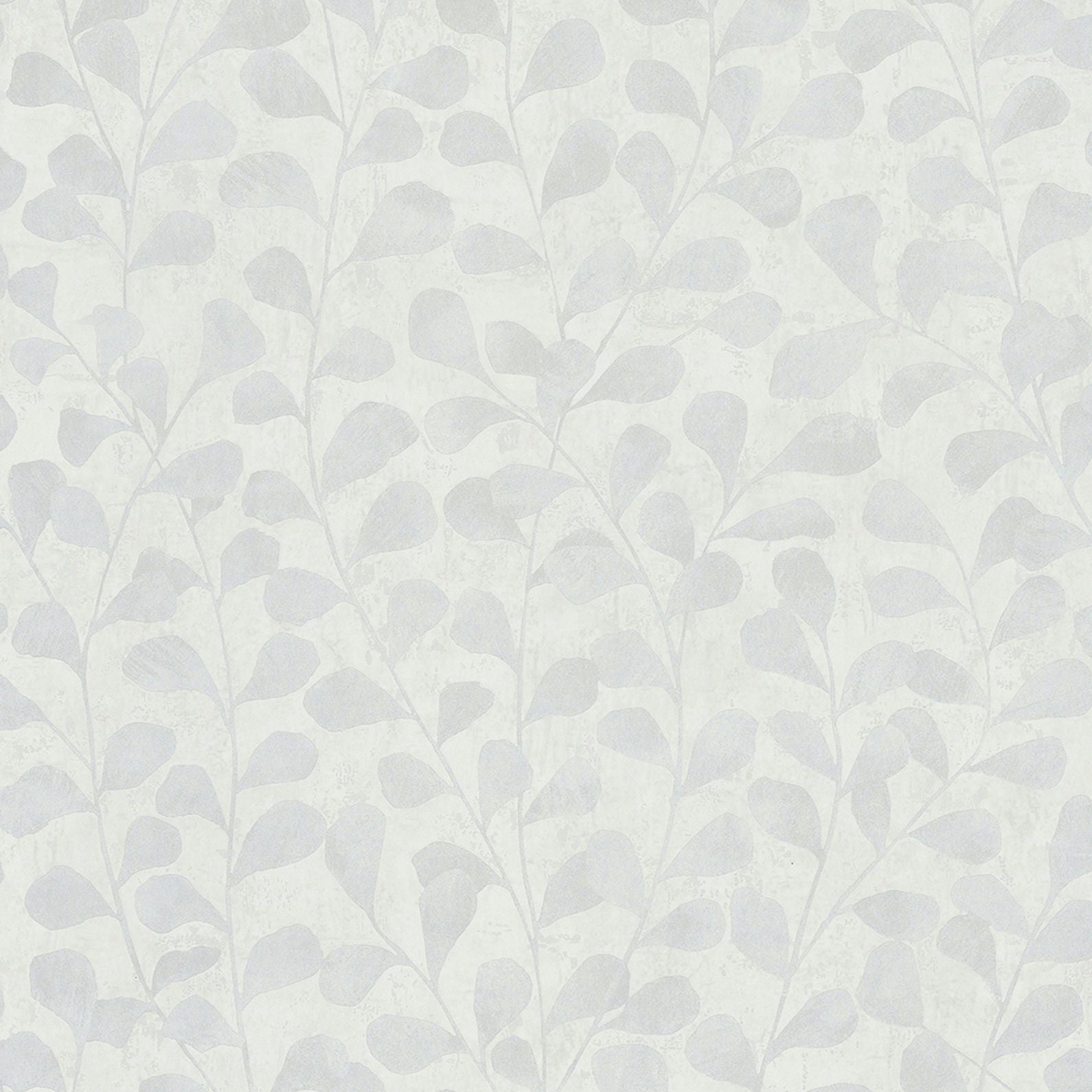 Marburg Naomi 82501 white and light grey leafy botanical wallpaper close-up