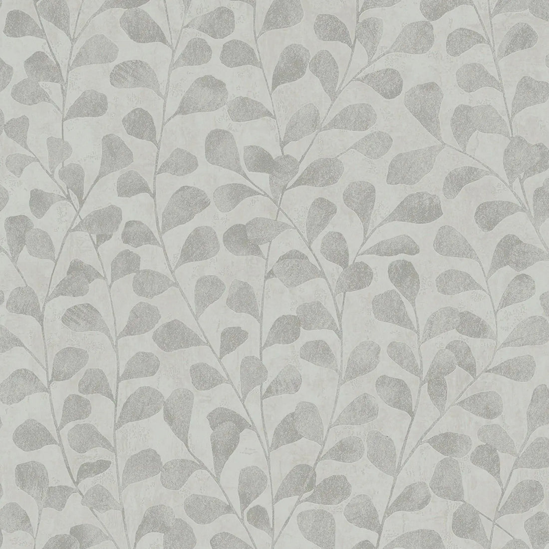 Marburg Naomi 82502 Wallpaper showing a gray botanical design with branching stems and rounded leaves over a light textured background.
