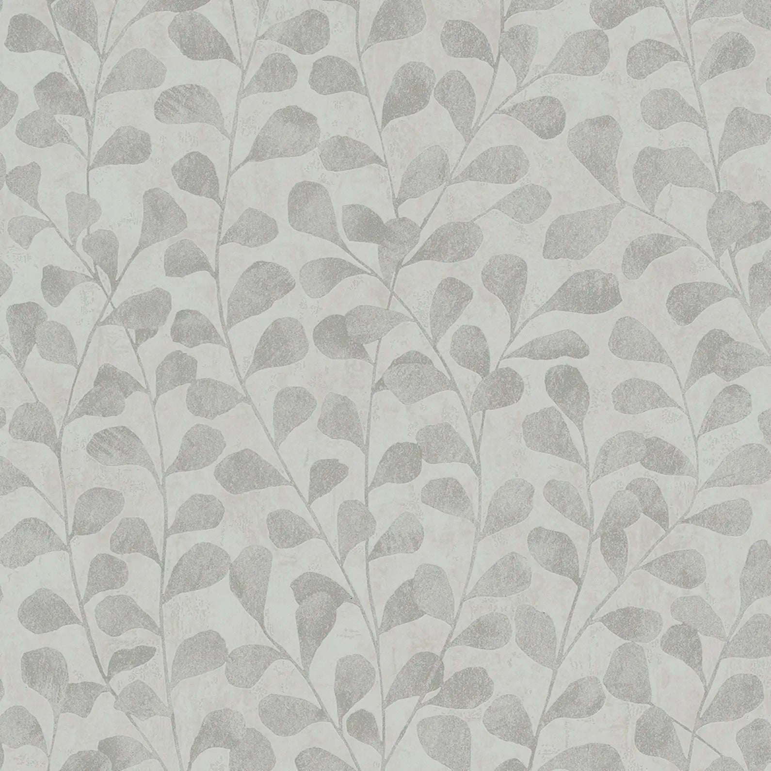 Marburg Naomi 82502 Wallpaper showing a gray botanical design with branching stems and rounded leaves over a light textured background.