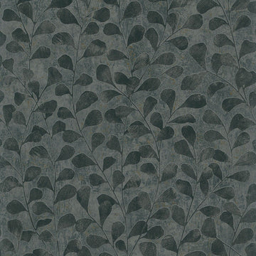 Marburg Naomi 82503 charcoal grey leafy wallpaper close-up