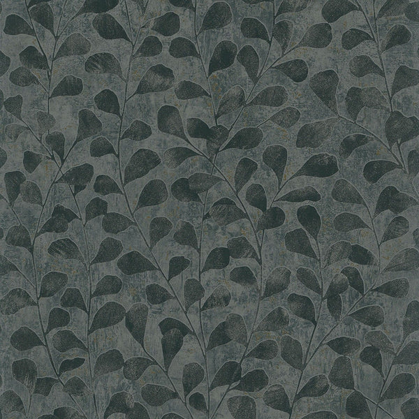 Marburg Naomi 82503 charcoal grey leafy wallpaper close-up