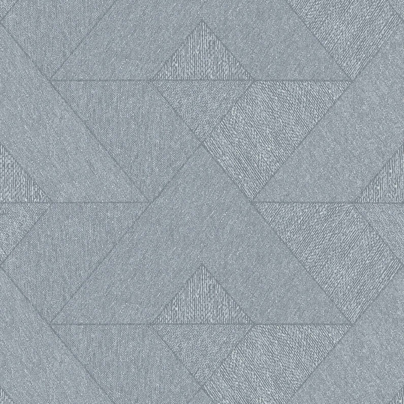 Marburg Naomi 82547 geometric wallpaper in cool grey-blue with textured polygonal blocks, close-up