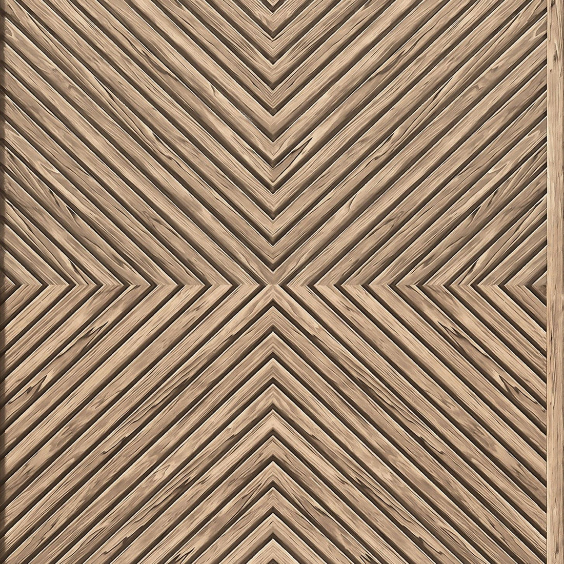 Marburg Naomi 89019 wood-look chevron geometric wallpaper in warm beige and brown