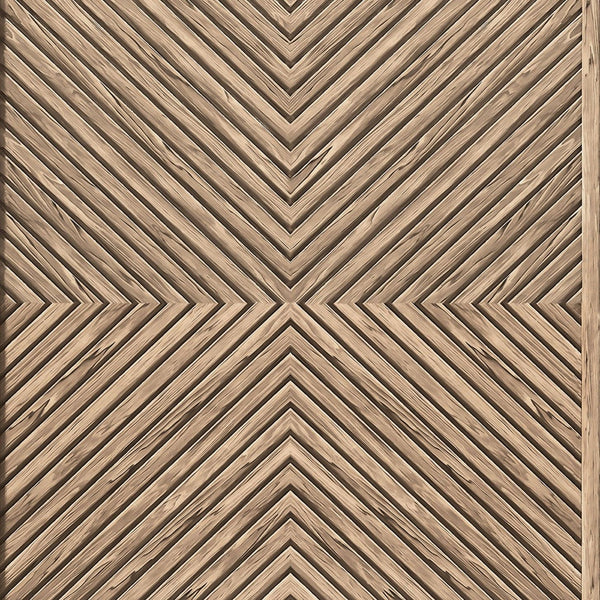 Marburg Naomi 89019 wood-look chevron geometric wallpaper in warm beige and brown