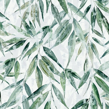Marburg Naomi 89039 wallpaper with watercolor green leafy botanical motif on a light ground.