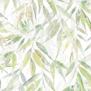 Marburg Naomi 89041 green leafy botanical wallpaper on a soft white ground.