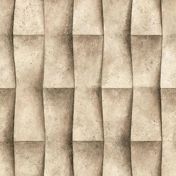 Marburg Novamur Mona 81648 wallpaper in warm brown-beige with a 3D geometric plaster effect.