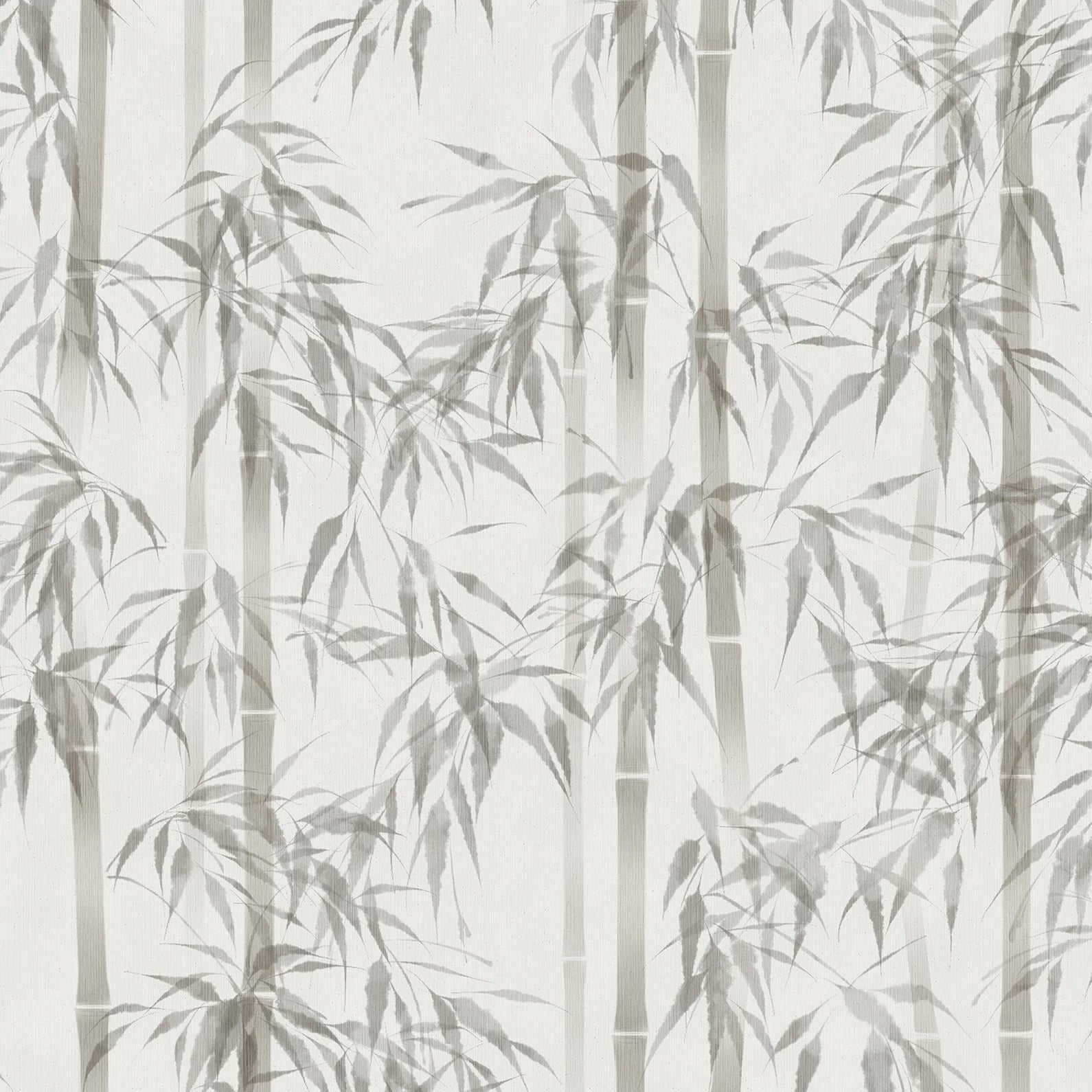 Marburg Mona 81671 bamboo wallpaper in soft white and grey.