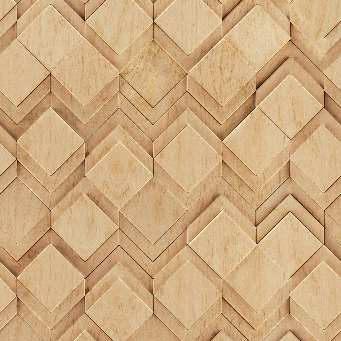 Marburg Novamur Mona 81676 beige and brown geometric wood-look wallpaper with subtle 3D diamond effect