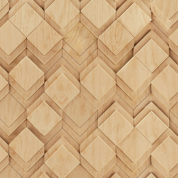 Marburg Novamur Mona 81676 beige and brown geometric wood-look wallpaper with subtle 3D diamond effect