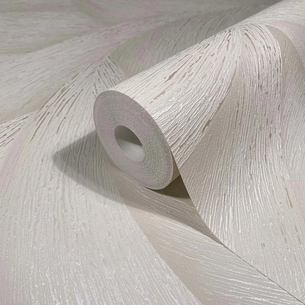 Marburg Ritus 35502 Close-up of a beige textured wallpaper roll with shimmering raised lines, resting on a matching unrolled sheet.